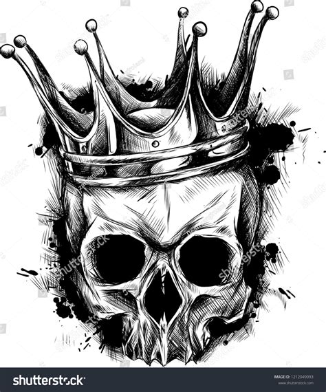 skull with crown tattoo design.